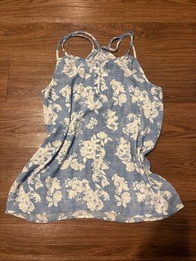 Pink Rose Women's Blue Floral Sleeveless Tank Top